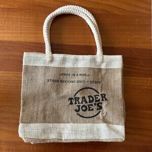 Rare Reusable Trader Joe's Grocery Bag 13x10x5 Burlap Jute Braided Handle 95373